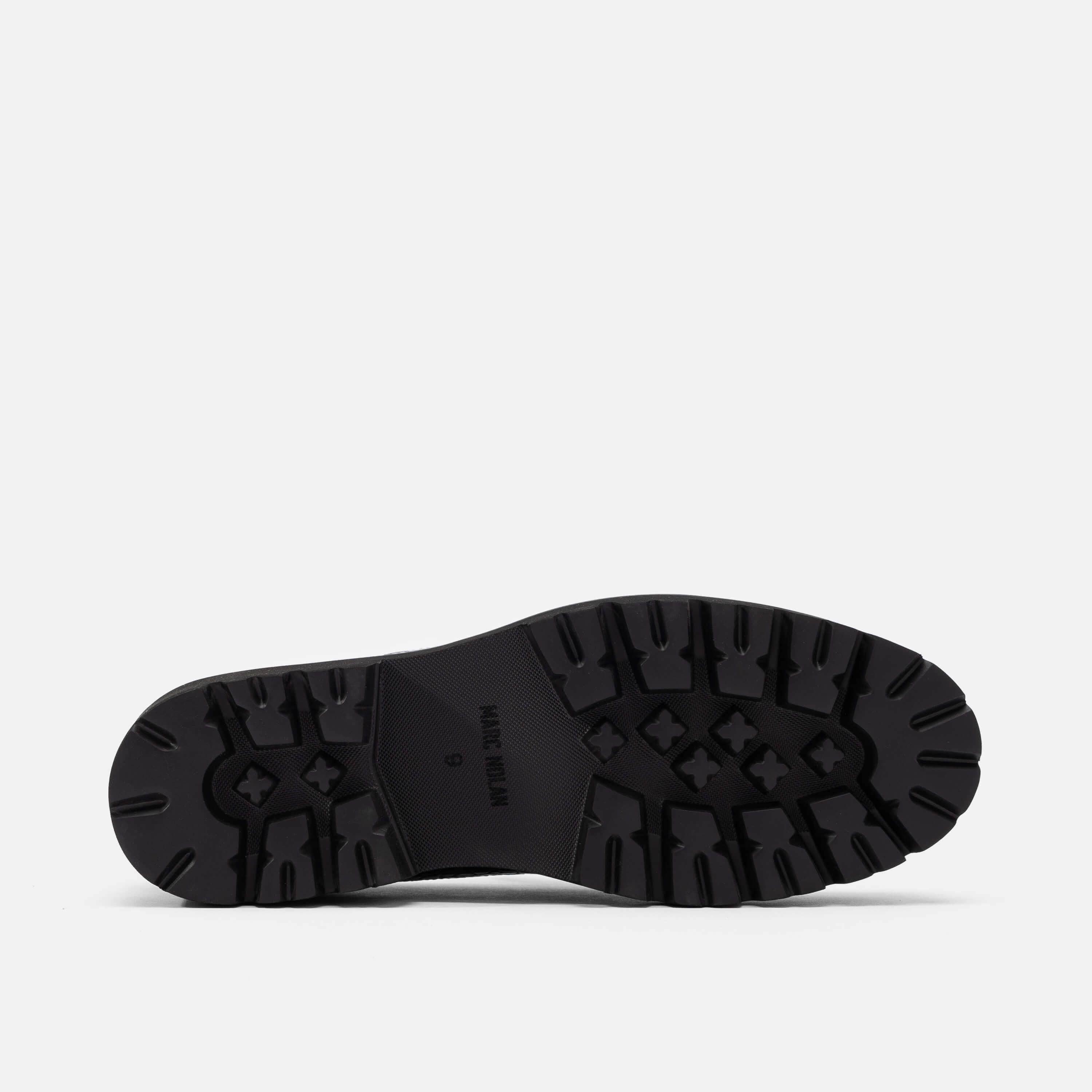 Adler Black Croc Leather Lug Penny Loafers - Image 6