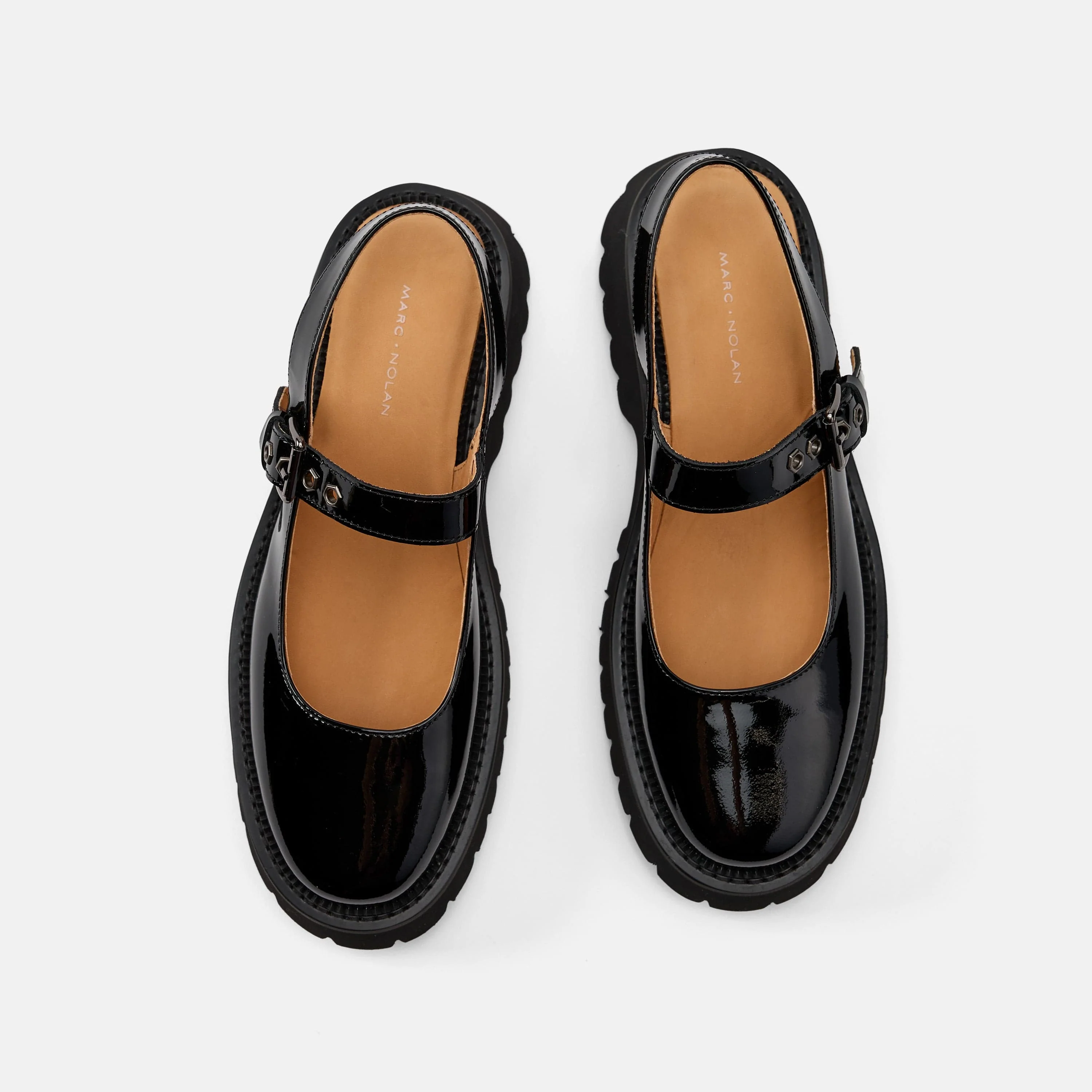 Luna Black Leather Mary Jane Lug Slingbacks - Image 5